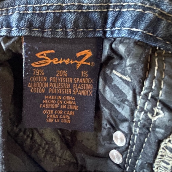 Seven 7 Women's Blue Coastal Cowgirl Bling Accents Boot Cut Big Stitch Jeans 28” - Picture 7 of 11